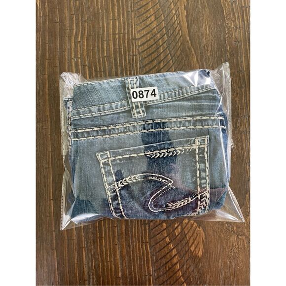 Silver Capri Jeans Women 31 Blue Suki Mid Rise Distressed Stitching Denim Y2K - Picture 12 of 12